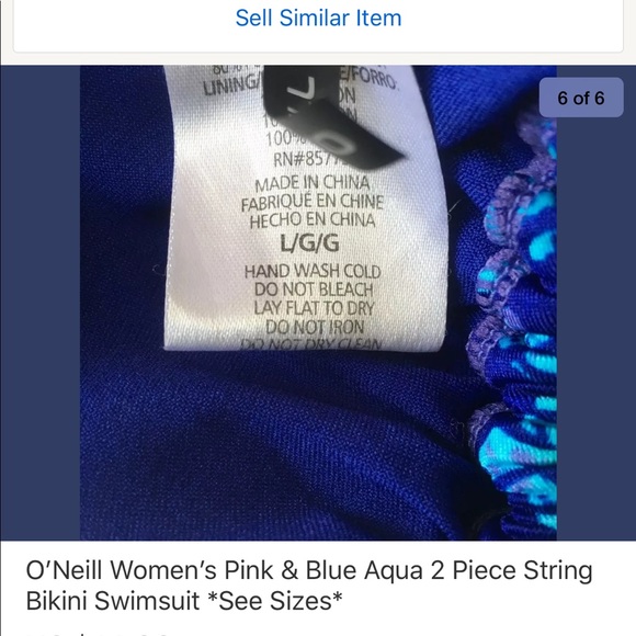 O’Neill Pink & Blue Aqua 2 Piece Bikini Swinmsuit - Picture 5 of 5